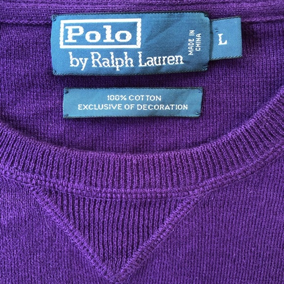 Polo Ralph Lauren Purple Fine Gage Knit Crewneck Sweater Size L - Picture 5 of 7